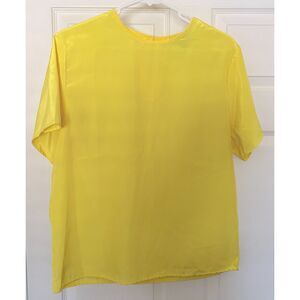 Hanna Sung Women’s Yellow Short Sleeve Blouse Pullover Top Size Large